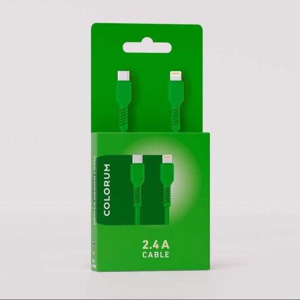 Colorum CK12-CL-04 Type-C - Lightning kábel 2.4A 1.8m - zöld