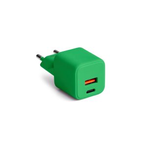 COLORUM CLS30-AC-04 hálózati töltő 1xUSB-A és 1xUSB-C csatlakozással PD 30W - zöld