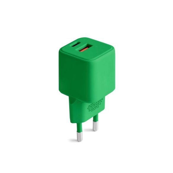 COLORUM CLS30-AC-04 hálózati töltő 1xUSB-A és 1xUSB-C csatlakozással PD 30W - zöld