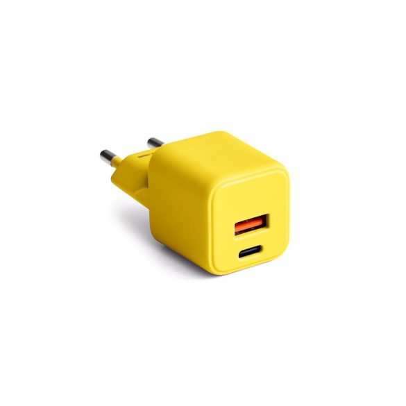 COLORUM CLS30-AC-05 hálózati töltő 1xUSB-A és 1xUSB-C csatlakozással PD 30W - sárga