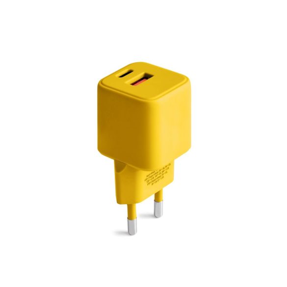 COLORUM CLS30-AC-05 hálózati töltő 1xUSB-A és 1xUSB-C csatlakozással PD 30W - sárga