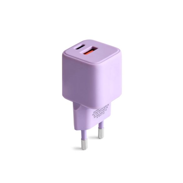 COLORUM CLS30-AC-09 hálózati töltő 1xUSB-A és 1xUSB-C csatlakozással PD 30W - levendula