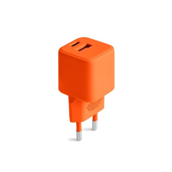 COLORUM CLS30-AC-10 hálózati töltő 1xUSB-A és 1xUSB-C csatlakozással PD 30W - narancssárga