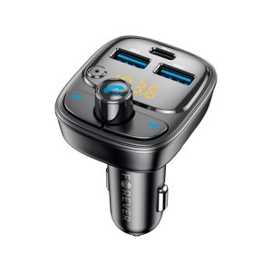 Forever TR-370FM transzmitter Bluetooth 2xUSB-A és 1xUSB-C csatlakozással PD 30W - fekete