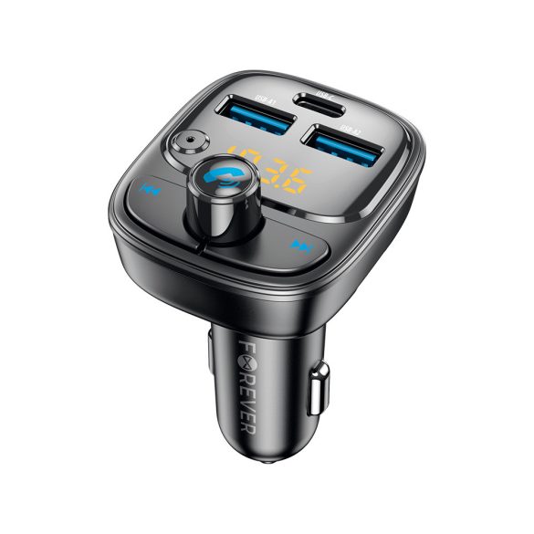 Forever TR-370FM transzmitter Bluetooth 2xUSB-A és 1xUSB-C csatlakozással PD 30W - fekete
