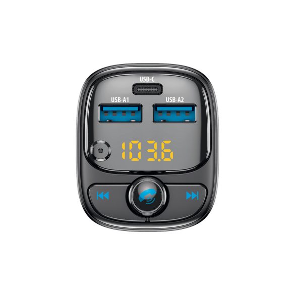 Forever TR-370FM transzmitter Bluetooth 2xUSB-A és 1xUSB-C csatlakozással PD 30W - fekete