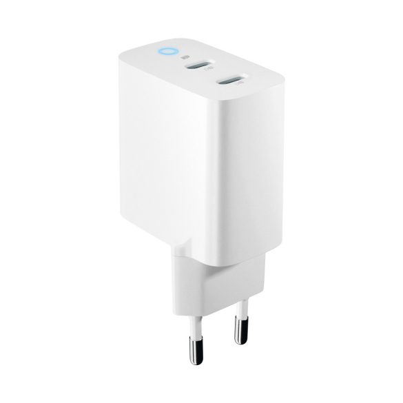 Forever TC-06-40CC hálózati töltő 2xUSB-C csatlakozással GaN PD QC 40W - fehér
