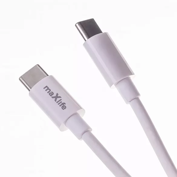 Maxlife MXTC-06-30AC hálózati töltő 1xUSB-A és 1xUSB-C csatlakozással + USB-C - USB-C kábel PD QC 30W - fehér