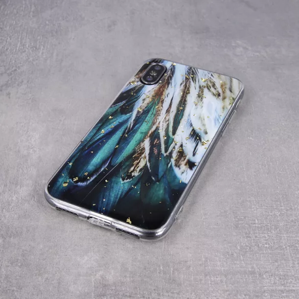 Gold Glam tok Samsung Galaxy A25 - "feathers" mintás