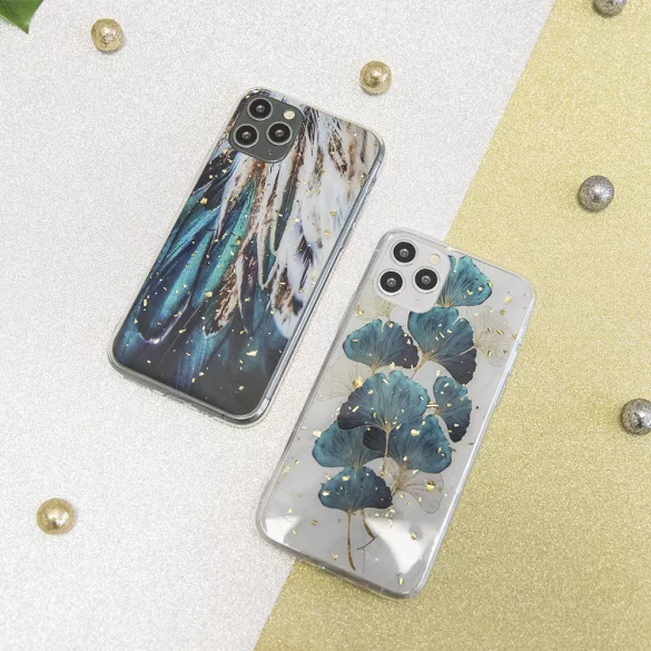 Gold Glam tok Samsung Galaxy A25 - "feathers" mintás