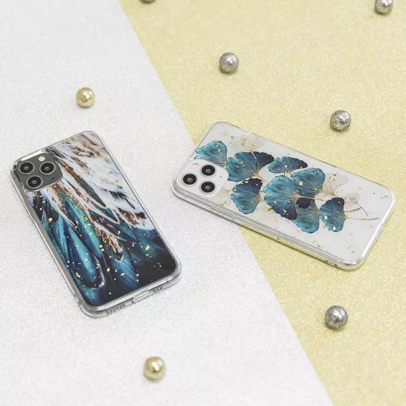 Gold Glam tok Samsung Galaxy A25 - "feathers" mintás