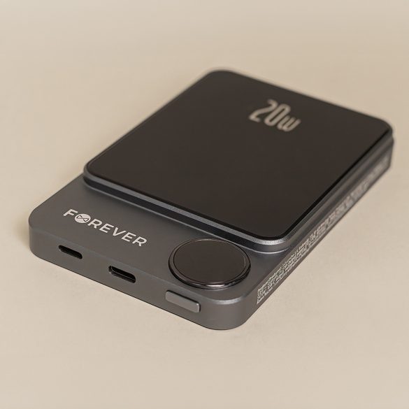 Forever MATB-200 vezeték nélküli mágneses powerbank 20W PD 5000mAh - fekete