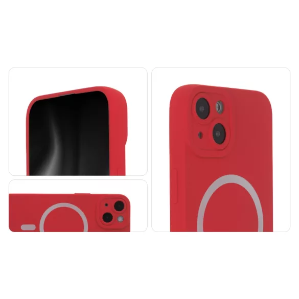 TectoShield Silicon Soft MagSafe-kompatibilis tok iPhone 12 - piros