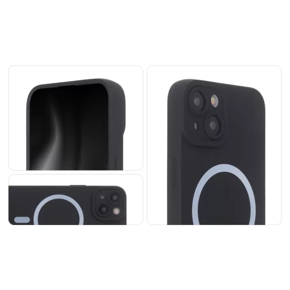 TectoShield Silicon Soft MagSafe-kompatibilis tok iPhone 15 Plus - fekete