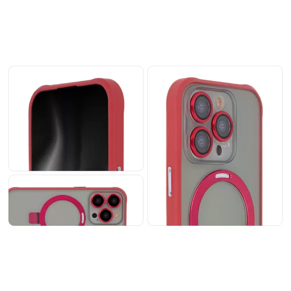 TectoShield Ring Secure MagSafe-kompatibilis tok iPhone 15 Pro Max - piros