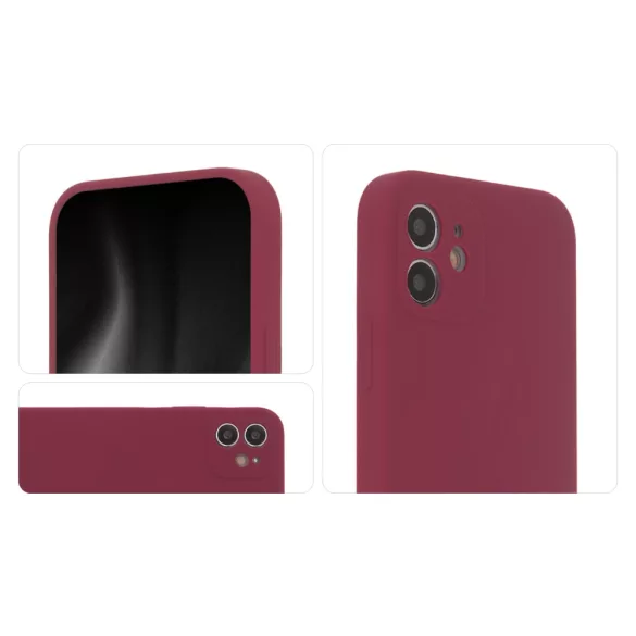TectoShield Soft Touch MagSafe-kompatibilis tok iPhone 12 - bordó