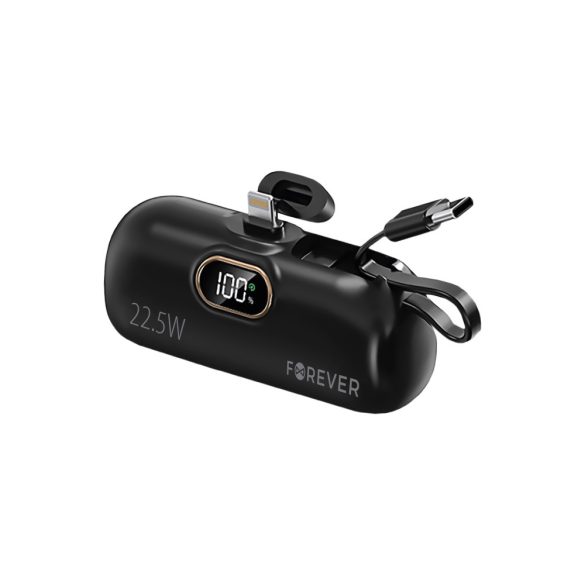 Forever MTB-100 mini powerbank 22,5W 5000mAh Lightning - fekete