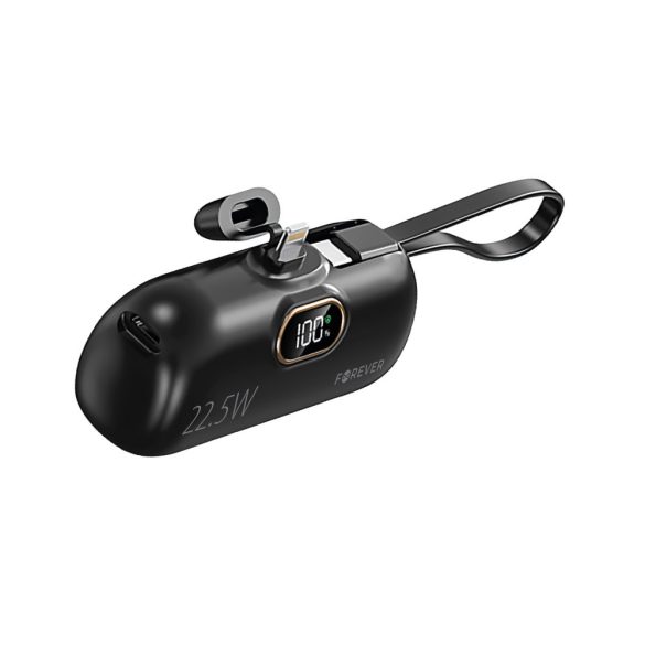 Forever MTB-100 mini powerbank 22,5W 5000mAh Lightning - fekete