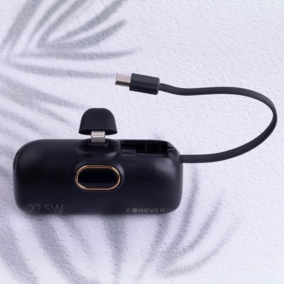 Forever MTB-100 mini powerbank 22,5W 5000mAh Lightning - fekete