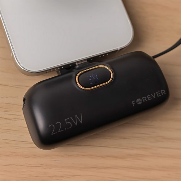 Forever MTB-100 mini powerbank 22,5W 5000mAh Lightning - fekete