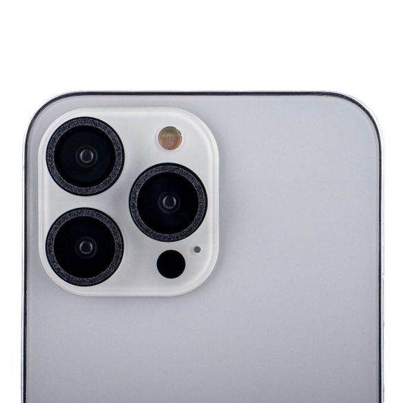 Kamera lencse védő fólia fekete csillogós szegéllyel iPhone 12 Mini - 2 db