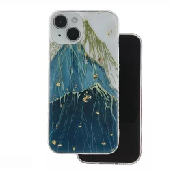 Gold Glam tok iPhone 15 Pro - "mountain" mintás