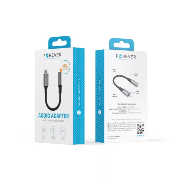 Forever AJL-01 3,5mm jack - Lightning audio adapter - fekete