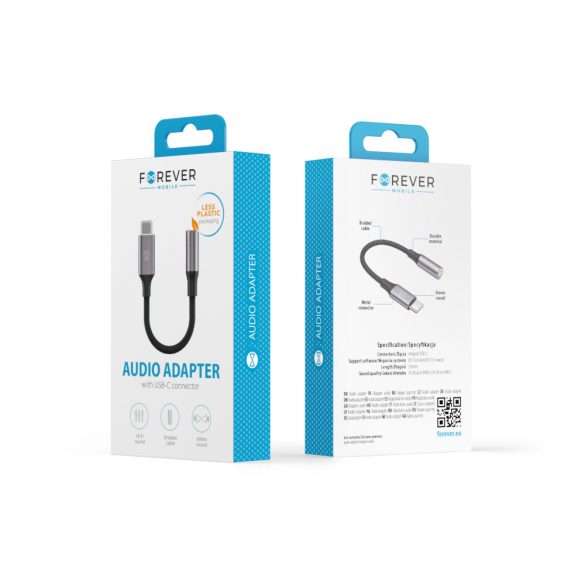 Forever AJC-01 3,5mm jack - USB-C audio adapter - fekete