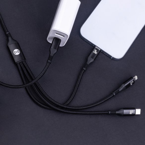 Forever Type-C - Lightning/Type-C kábel 60W 1.2m - fekete