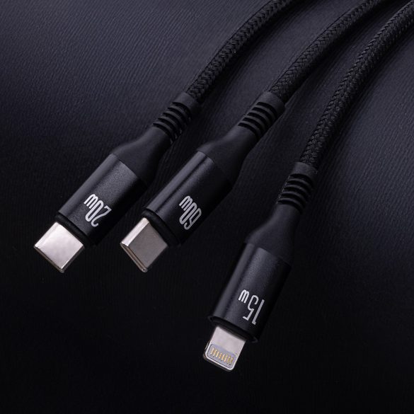 Forever Type-C - Lightning/Type-C kábel 60W 1.2m - fekete