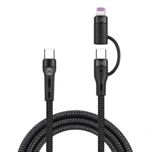 Forever Type-C - Lightning/Type-C kábel 60W 1m - fekete