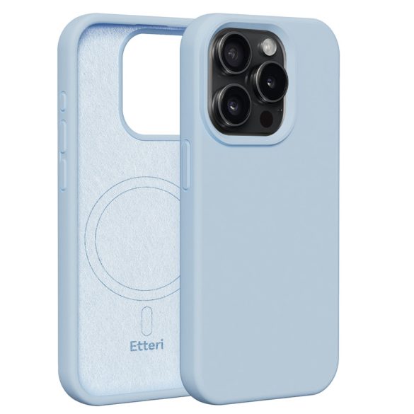 Etteri Silicone MagSafe-kompatibilis tok iPhone 15 Pro - világoskék