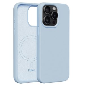 Etteri Silicone MagSafe-kompatibilis tok iPhone 15 Pro Max - világoskék