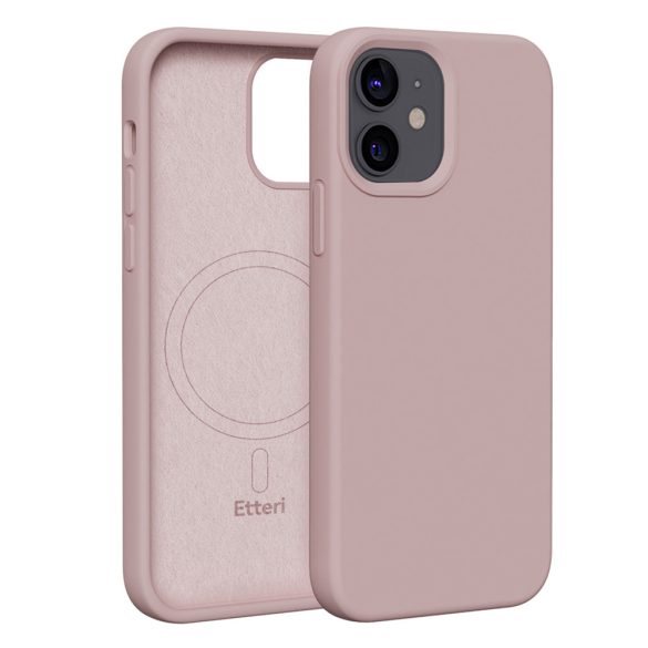 Etteri Silicone MagSafe-kompatibilis tok iPhone 12/12 Pro - halvány rózsaszín