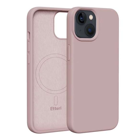 Etteri Silicone MagSafe-kompatibilis tok iPhone 13 - halvány rózsaszín