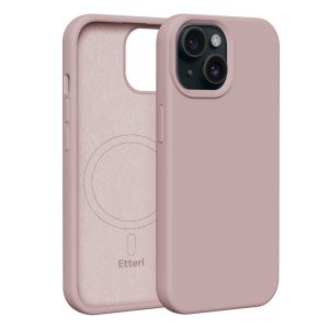 Etteri Silicone MagSafe-kompatibilis tok iPhone 15 - halvány rózsaszín