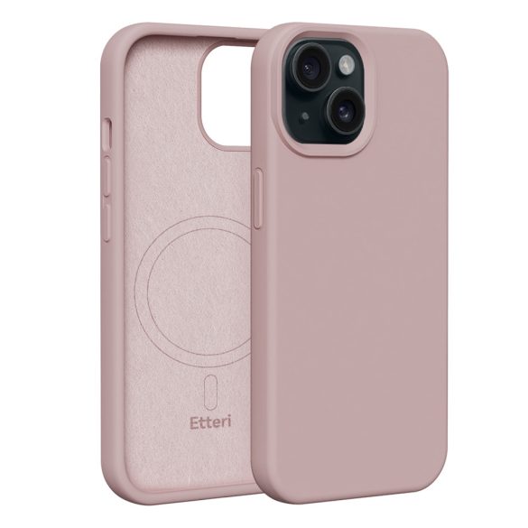 Etteri Silicone MagSafe-kompatibilis tok iPhone 15 - halvány rózsaszín