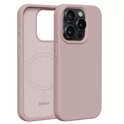   Etteri Silicone MagSafe-kompatibilis tok iPhone 15 Pro - halvány rózsaszín