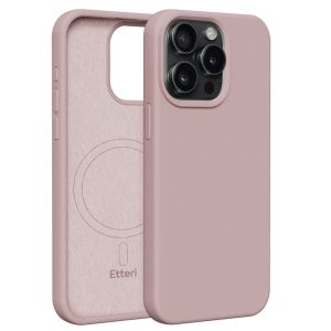 Etteri Silicone MagSafe-kompatibilis tok iPhone 15 Pro Max - halvány rózsaszín