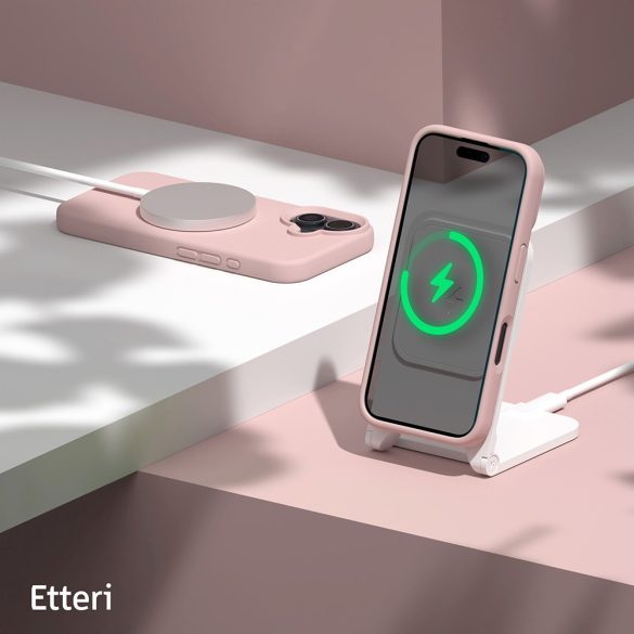 Etteri Silicone MagSafe-kompatibilis tok iPhone 16 Plus - halvány rózsaszín