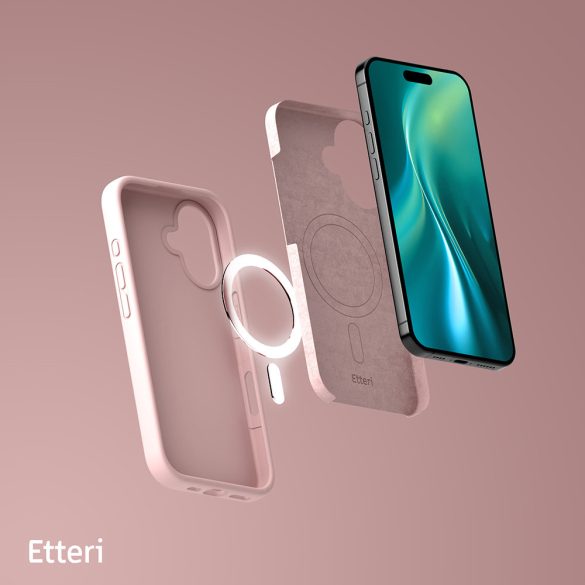 Etteri Silicone MagSafe-kompatibilis tok iPhone 16 Plus - halvány rózsaszín