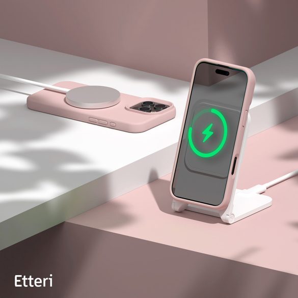 Etteri Silicone MagSafe-kompatibilis tok iPhone 16 Pro Max - halvány rózsaszín