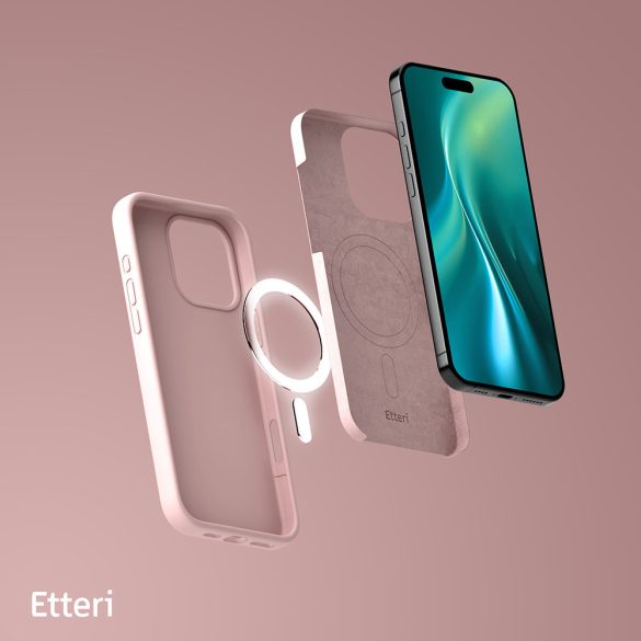 Etteri Silicone MagSafe-kompatibilis tok iPhone 16 Pro Max - halvány rózsaszín