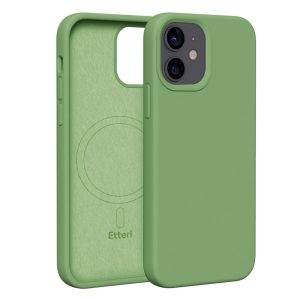 Etteri Silicone MagSafe-kompatibilis tok iPhone 12/12 Pro - világoszöld