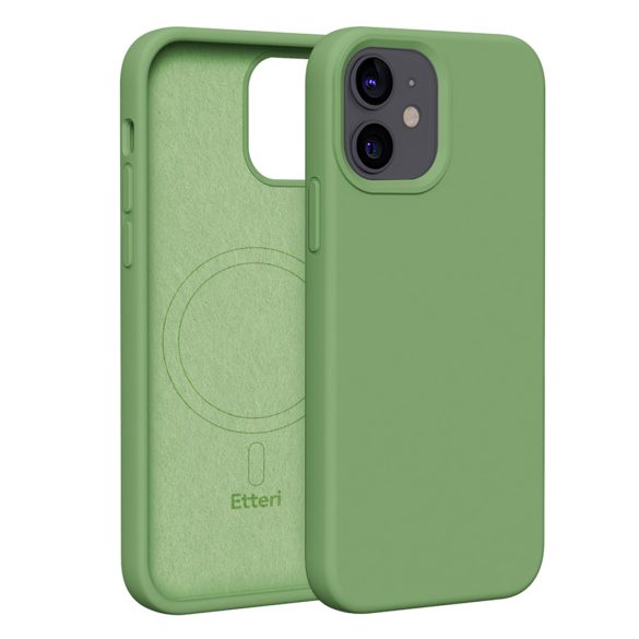 Etteri Silicone MagSafe-kompatibilis tok iPhone 12/12 Pro - világoszöld