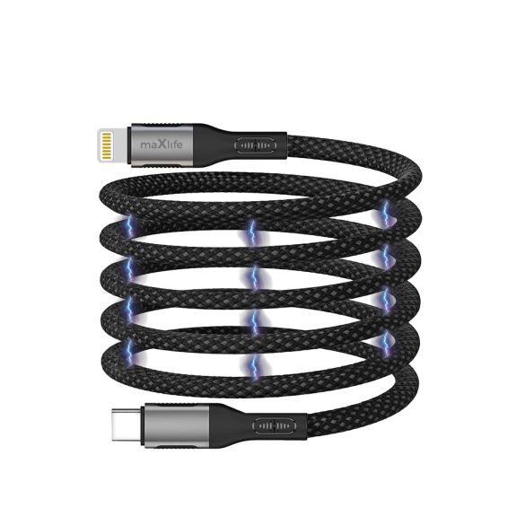 Maxlife MXUC-11 Type-C - Lightning kábel 27W 1m - fekete