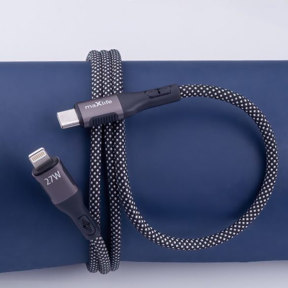 Maxlife MXUC-11 Type-C - Lightning kábel 27W 1m - fekete