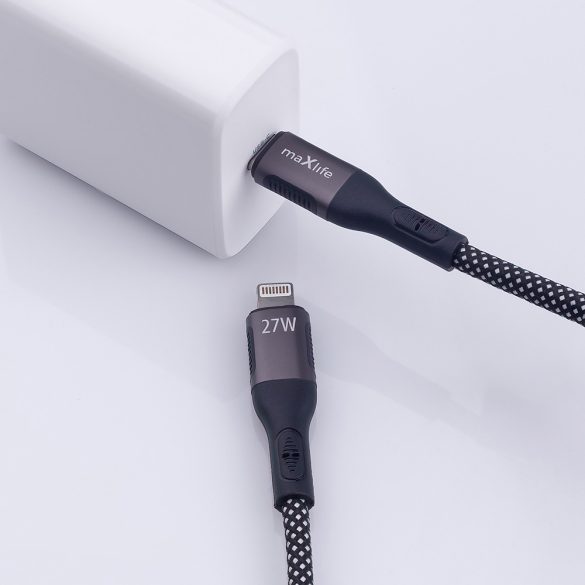 Maxlife MXUC-11 Type-C - Lightning kábel 27W 1m - fekete