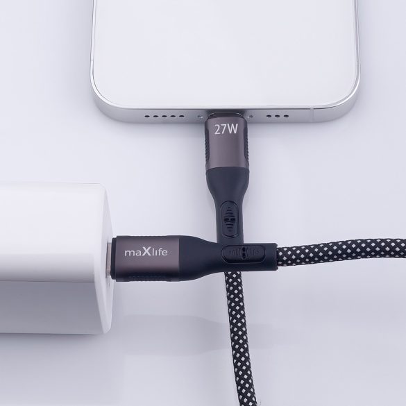 Maxlife MXUC-11 Type-C - Lightning kábel 27W 1m - fekete