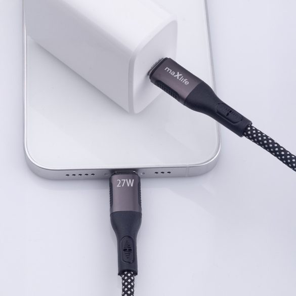 Maxlife MXUC-11 Type-C - Lightning kábel 27W 1m - fekete